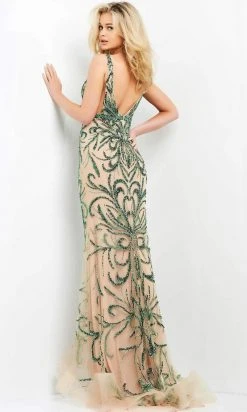 Jovani - 60289 Embellished Plunging V Neck Dress