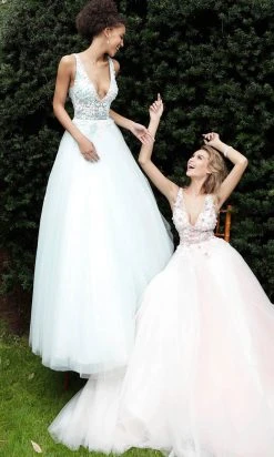 Jovani - 61109 Floral Applique Plunging V-neck Tulle Ballgown 15 Jovani - 61109 Floral Applique Plunging V-neck Tulle Ballgown