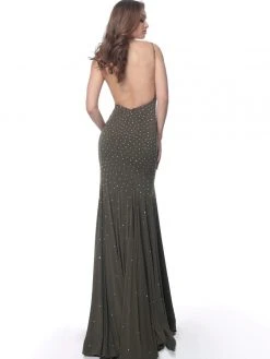 Jovani - 63563 Studded Backless Jersey Trumpet Gown