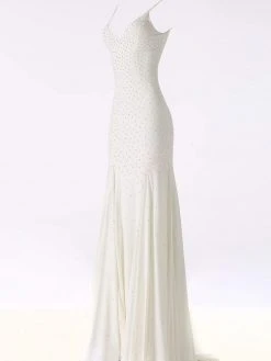 Jovani - 63563 Studded Backless Jersey Trumpet Gown