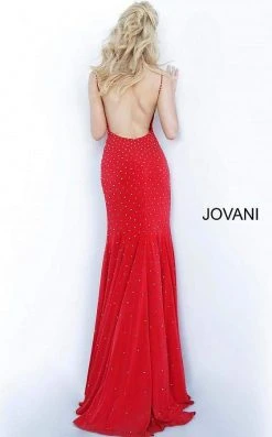 Jovani - 63563 Studded Backless Jersey Trumpet Gown