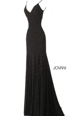 Jovani - 63563 Studded Backless Jersey Trumpet Gown