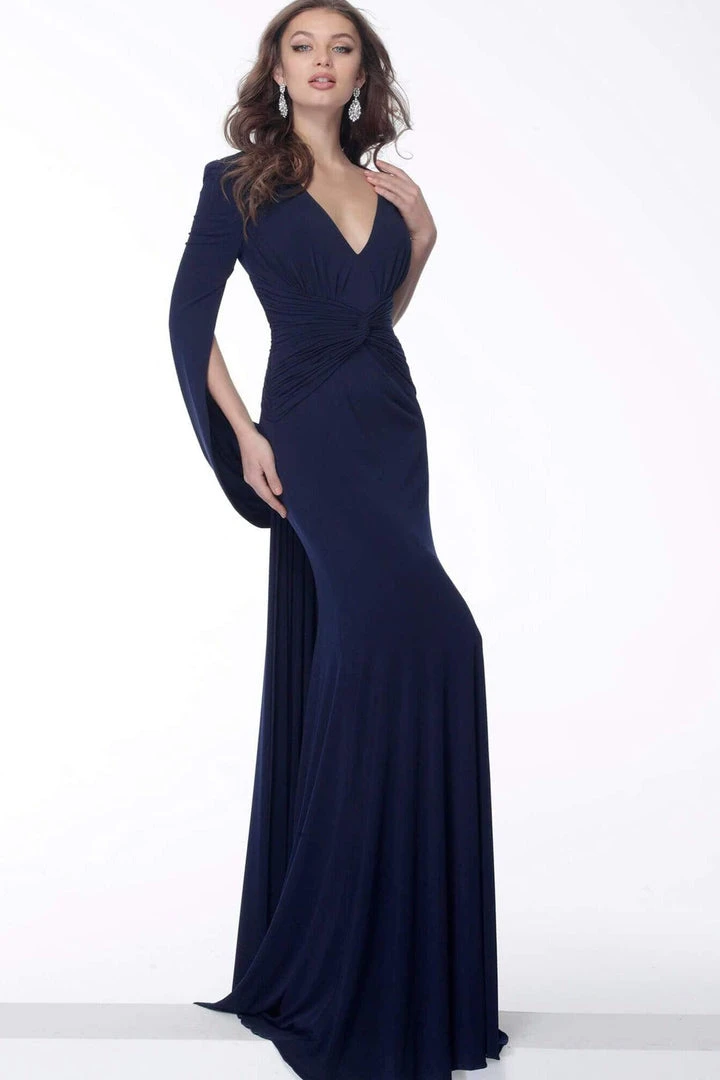 Jovani - 63851 Stretch Jersey Plunging V-Neck Trumpet Dress 5 Jovani - 63851 Stretch Jersey Plunging V-Neck Trumpet Dress