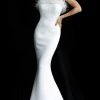 Jovani - 63891 Strapless Feather-Fringed Mermaid Gown 1 Jovani - 63891 Strapless Feather-Fringed Mermaid Gown