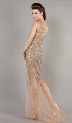 Jovani - 6395 Asymmetrical Illusion Silhouette Gown