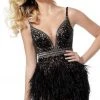 Jovani 64266 - V-Neck Feathered Sheath Cocktail Dress 2 Jovani 64266 - V-Neck Feathered Sheath Cocktail Dress