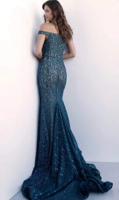 Jovani 64521 Lace Off-Shoulder Mermaid Dress With Train 9 Jovani 64521 Lace Off-Shoulder Mermaid Dress With Train