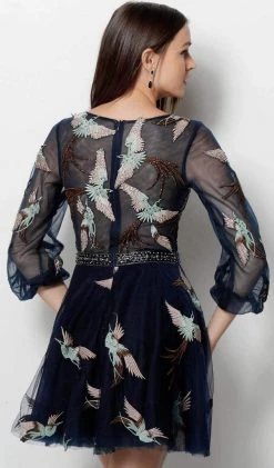 Jovani - 65464 Quarter Length Sleeve Plunging Neck Cocktail Dress 5 Jovani - 65464 Quarter Length Sleeve Plunging Neck Cocktail Dress