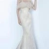 Jovani - 66240 Strapless Feathered Straight Neck Mermaid Dress