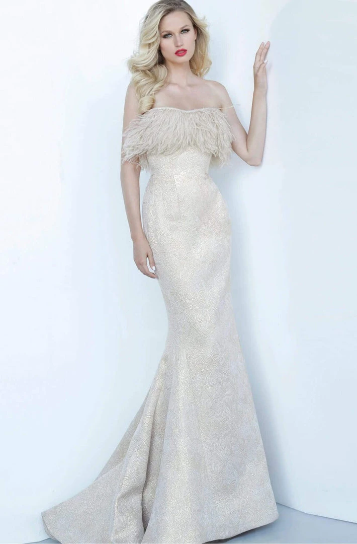 Jovani - 66240 Strapless Feathered Straight Neck Mermaid Dress 3 Jovani - 66240 Strapless Feathered Straight Neck Mermaid Dress