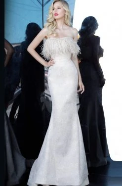 Jovani - 66240 Strapless Feathered Straight Neck Mermaid Dress 7 Jovani - 66240 Strapless Feathered Straight Neck Mermaid Dress