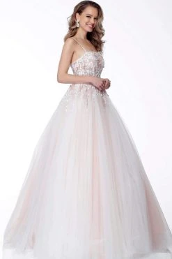 Jovani - 66725 Straight Across Beaded Tulle Ball Gown