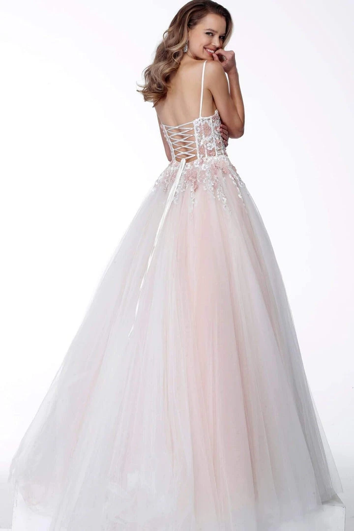 Jovani - 66725 Straight Across Beaded Tulle Ball Gown 4 Jovani - 66725 Straight Across Beaded Tulle Ball Gown