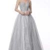 Jovani - 67051 Beaded Lace Bodice Glitter Tulle Ballgown