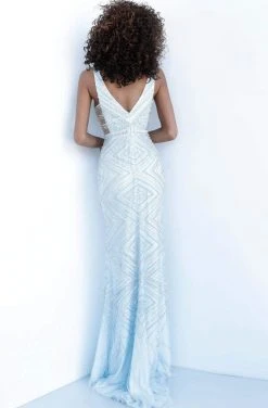 Jovani - 67668 Beaded Plunging V-Neck Sheath Dress