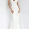 Jovani - 67857 Plunging V-neck Satin Trumpet Dress With Open Back