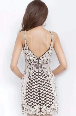 Jovani - 68834 Embellished Plunging V-neck Sheath Dress