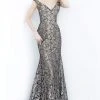 Jovani - 8083 Metallic Lace Off-Shoulder Trumpet Dress 2 Jovani - 8083 Metallic Lace Off-Shoulder Trumpet Dress