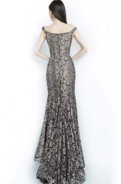 Jovani - 8083 Metallic Lace Off-Shoulder Trumpet Dress 6 Jovani - 8083 Metallic Lace Off-Shoulder Trumpet Dress