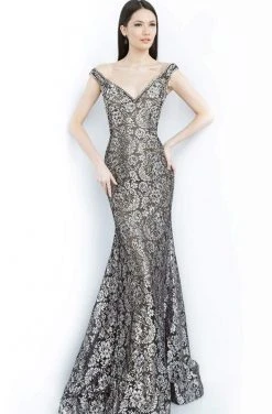 Jovani - 8083 Metallic Lace Off-Shoulder Trumpet Dress 7 Jovani - 8083 Metallic Lace Off-Shoulder Trumpet Dress