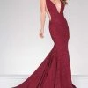 Jovani - Fitted Plunging V- Neckline Prom Dress 47075