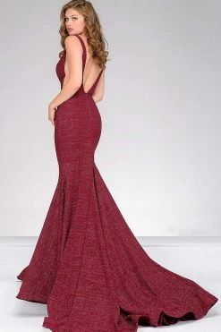 Jovani - Fitted Plunging V- Neckline Prom Dress 47075