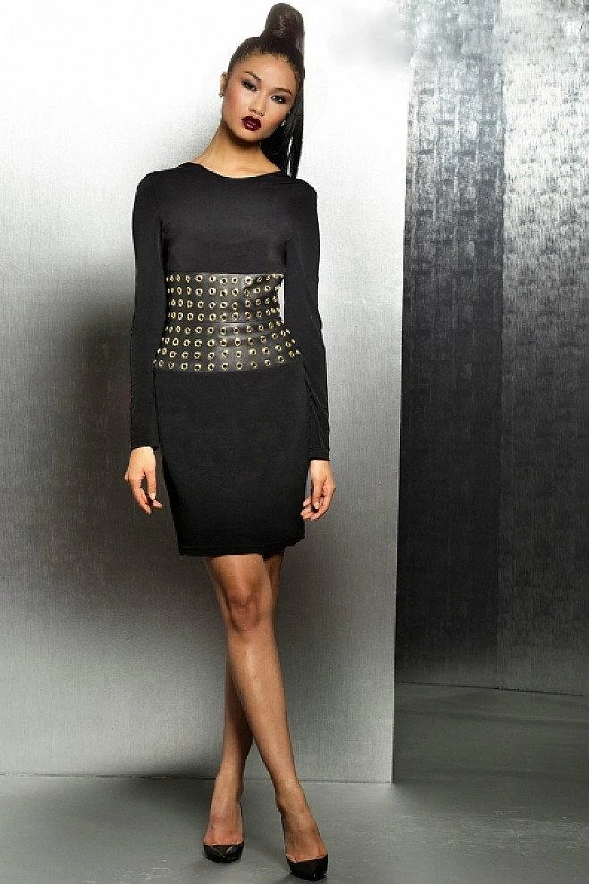 Jovani - Long Sleeve Cocktail Dress With Grommets M307 3 Jovani - Long Sleeve Cocktail Dress With Grommets M307