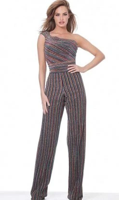 Jovani - M03528 Colorful Asymmetrical Jumpsuit