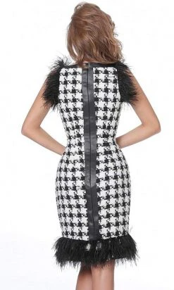 Jovani - M1045 Fringe Bateau Sheath Cocktail Dress