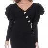 Jovani - M3229 Puffed Long Sleeves V Neck Dress