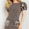 Jovani - M4499 Puff Sleeve Sequined Party Dress