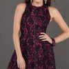 Jovani - Sleeveless Floral Bodice A-Line Dress 74156SC - 1 Pc Black/Fuchsia In Size 4 Available