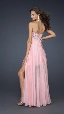La Femme - 17502 Beaded Sweetheart High-Low Chiffon A-line Gown