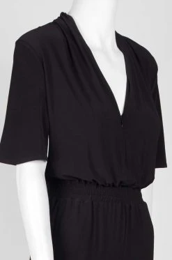 Laundry - 97R24307 Front Zip V-neck Jumpsuit Long Dresses