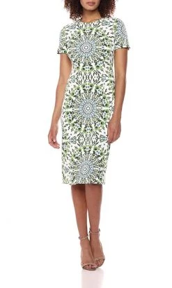 London Times - T2918M Medallion Floral Print Midi Sheath Dress Party Dresses