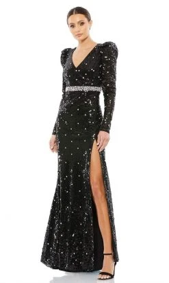 Mac Duggal - 10736 Puffed Long Sleeve Sheath Gown