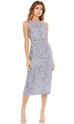 Mac Duggal - 10739 Sequined Jewel Neck Sheath Dress