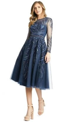 Mac Duggal - 11136 Embroidered Long Sleeve A-Line Dress