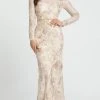Mac Duggal - 11174 Long Sleeve Floral Accented Long Gown