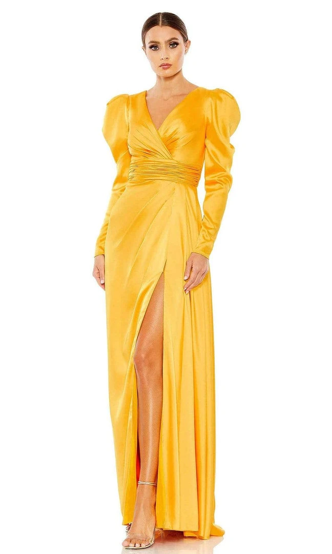 Mac Duggal - 12404 Puff Sleeve Wrap Gown 6 Mac Duggal - 12404 Puff Sleeve Wrap Gown