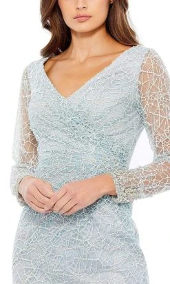 Mac Duggal - 12408 Long Sleeve Sequined Lace Dress