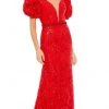 Mac Duggal - 12421 Puff Sleeve Sequined Lace Gown