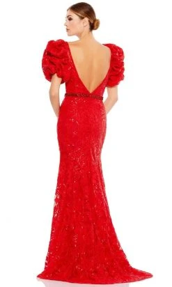 Mac Duggal - 12421 Puff Sleeve Sequined Lace Gown