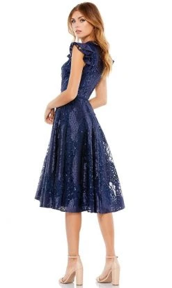 Mac Duggal - 12467 Sequin Flutter Sleeve A-Line Dress