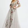 Mac Duggal - 20125D Floral Embroidered Evening Dress With Overskirt - 1 Pc Gray Multi In Size 8 Available 2 Mac Duggal - 20125D Floral Embroidered Evening Dress With Overskirt - 1 Pc Gray Multi In Size 8 Available