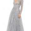 Mac Duggal - 20189 Long Sleeves Embroidered Gown