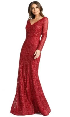 Mac Duggal 20271 - Embroidered Long Sleeve Evening Dress