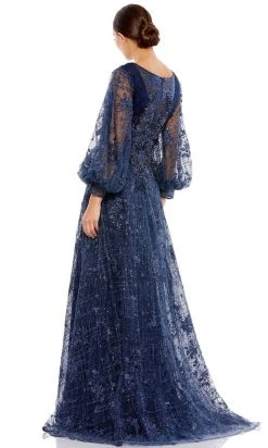 Mac Duggal 20283 - Long Sleeves Plunging V-neck Long Gown