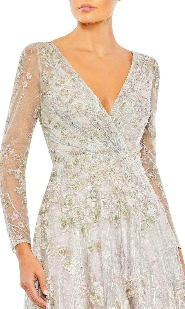 Mac Duggal 20402 - Long Sleeve Wrapped Bodice A-Line Dress 5 Mac Duggal 20402 - Long Sleeve Wrapped Bodice A-Line Dress