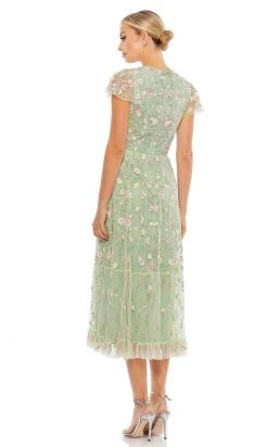 Mac Duggal - 35104 Deep V-Neck Floral Sheath Dress